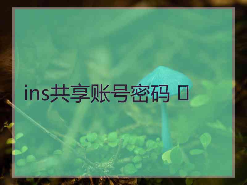 ins共享账号密码 	
