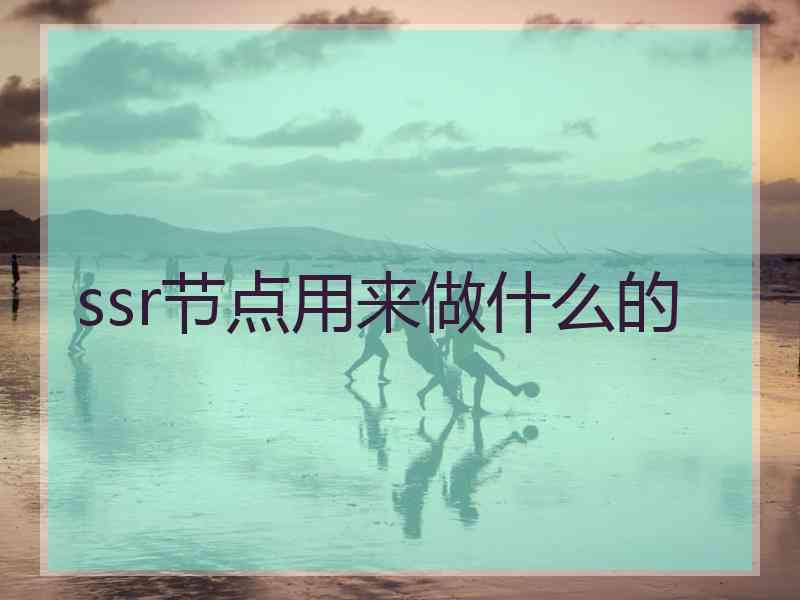 ssr节点用来做什么的