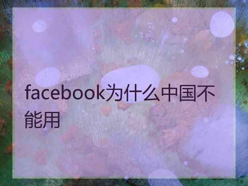 facebook为什么中国不能用