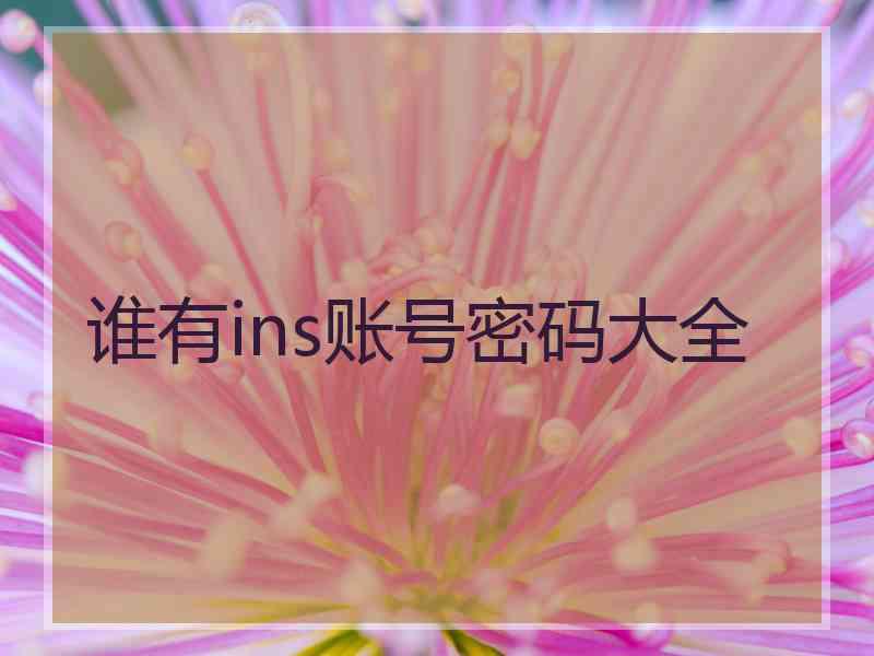 谁有ins账号密码大全