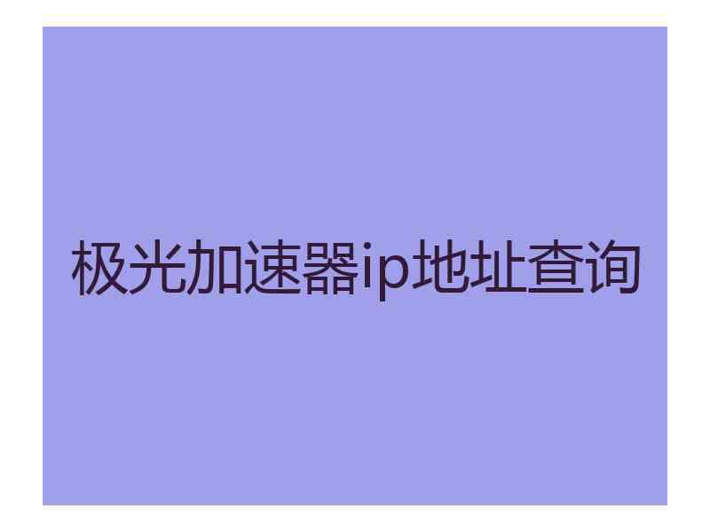 极光加速器ip地址查询