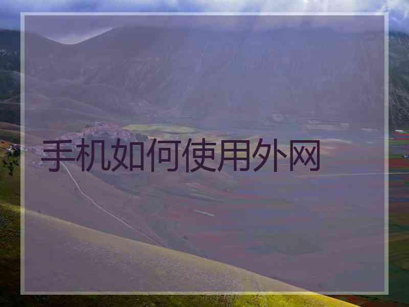 手机如何使用外网