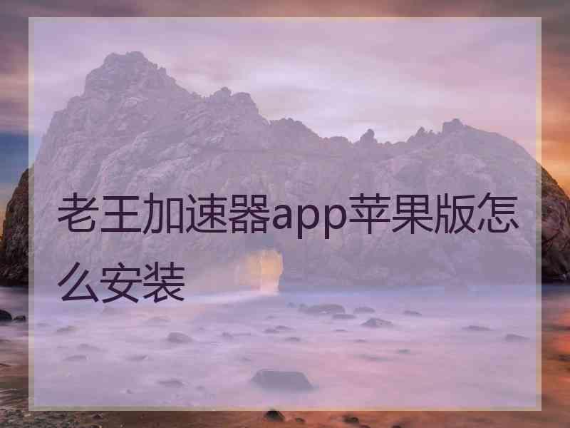 老王加速器app苹果版怎么安装